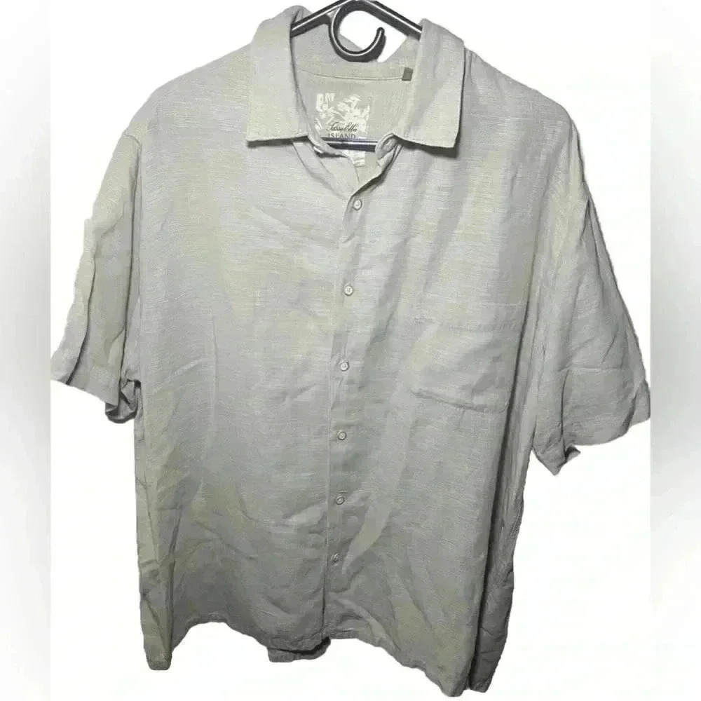 Tasso Elba Island Men's XXL Silk Linen Button Down Shirt